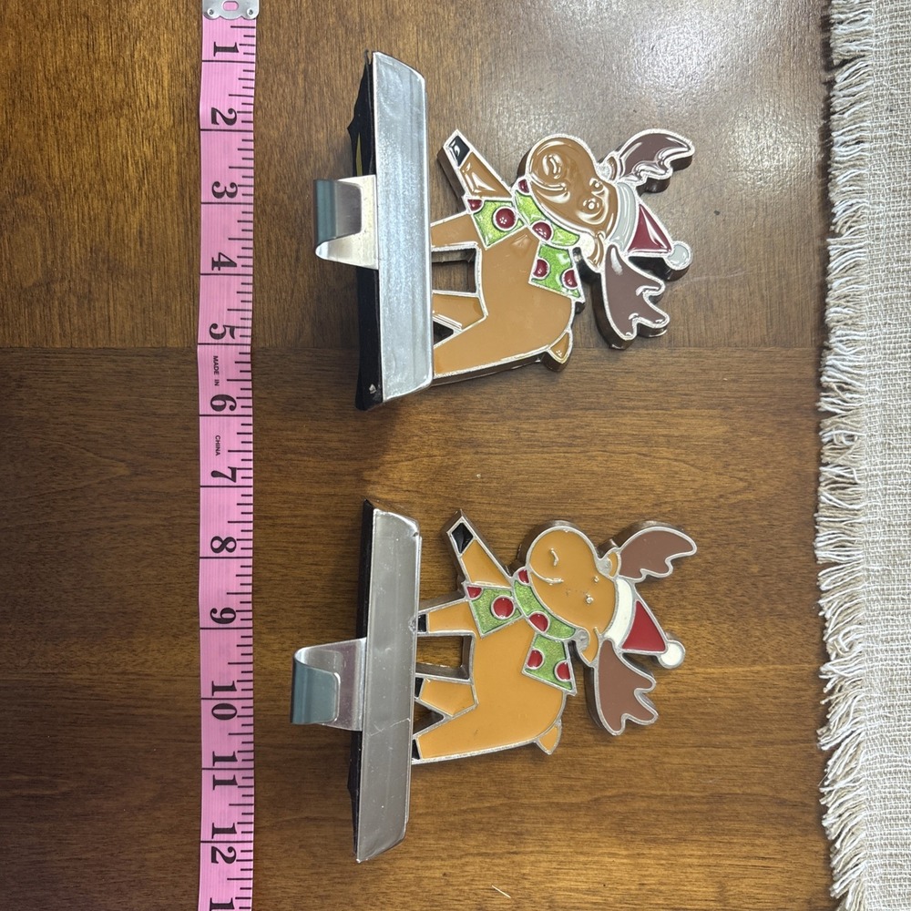 VTG Moose Stocking Holder‎ Hanger Christmas Holiday Decor Metal Silver Tone 4"